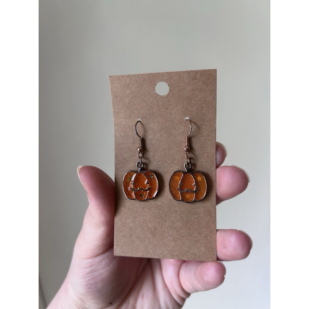 Alloy Hanging Pumpkin Earrings Punk Goth Alternative Emo Halloween Spooky